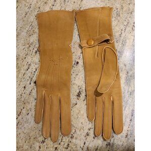 Vintage Daniel Hayes Women's S XS 6 1/4 Leather 12" Gloves Snap Strap Stitching